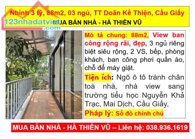 Nhỉnh 3 tỷ, 88m2, 03 ngủ, TT Doãn Kế Thiện, Cầu Giấy  MUA BÁN NHÀ - HÀ THIÊN VŨ - 5