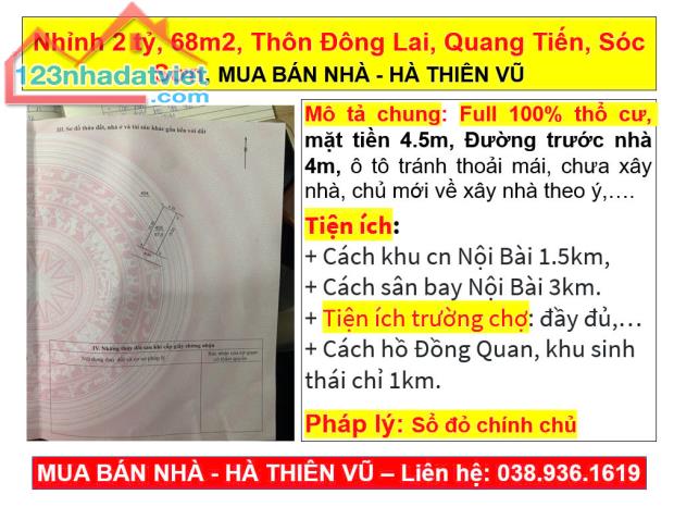 Nhỉnh 2 tỷ, 68m2, Thôn Đông Lai, Quang Tiến, Sóc Sơn, MUA BÁN NHÀ - HÀ THIÊN VŨ - 3