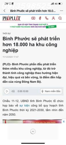 Bán đất thổ cư cạnh khu công nghiệp, sau HC, Huyện Phú Riềng, BP - 3