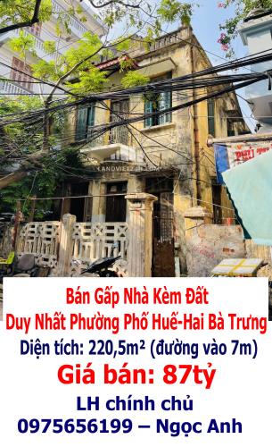 Chính Chủ Bán Gấp Nhà Kèm Đất Duy Nhất Phường Phố Huế-Hai Bà Trưng