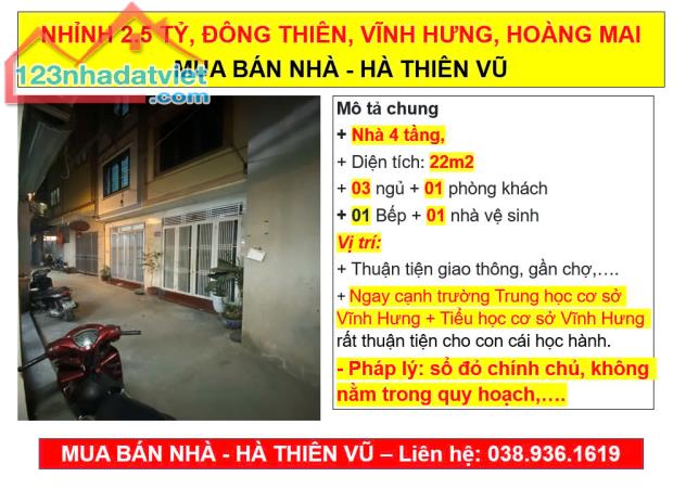 NHỈNH 2.5 TỶ, ĐÔNG THIÊN, VĨNH HƯNG, HOÀNG MAI, MUA BÁN NHÀ - HÀ THIÊN VŨ - 3