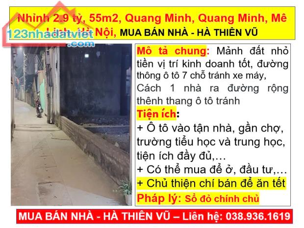 Nhỉnh 2.9 tỷ, 55m2, Quang Minh, Quang Minh, Mê Linh, Hà Nội, MUA BÁN NHÀ - HÀ THIÊN VŨ - 2