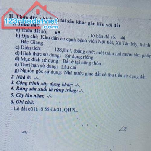 Bán đất ở 128,8 m2 ; Mặt tiền 7m; đường 15 m; Siêu rẻ chỉ 35 triệu/m2 thuộc xã Tân Mỹ, Tp