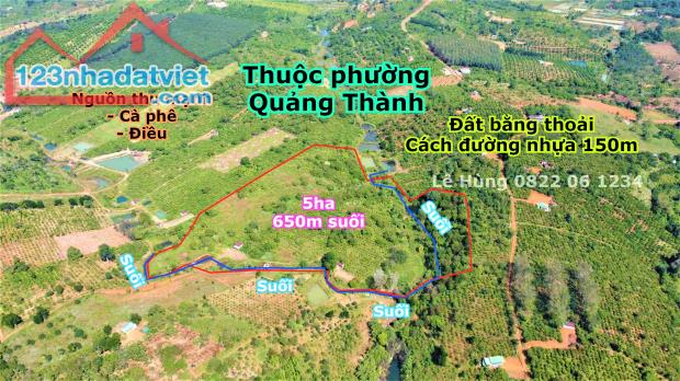 5ha phường Quảng Thành 650m view suối lớn,đất bằng giá cực rẻ tại thành phố Gia Nghĩa