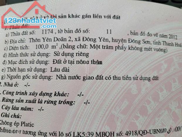 ĐẤT ĐẸP - GIÁ TỐT - Chính Chủ Cần Bán Lô Đất tại Đường 517, Xã Đông Yên, Đông Sơn, Thanh