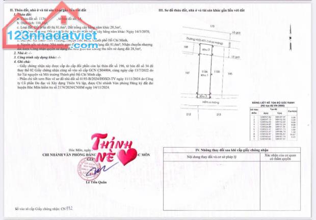 BÁN LÔ ĐẤT 110 M2- GIÁ CHỈ 2 TỶ 800 - CHỢ XUÂN THỚI THƯỢNG- HÓCMON - 3