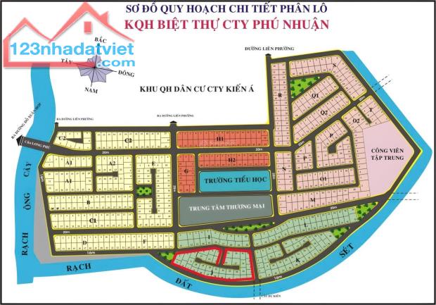 Bán đất BT KDC Phú Nhuận, Q9 gần Global City các nền DT 270,290,300,390m2. Giá chỉ 63tr/m2