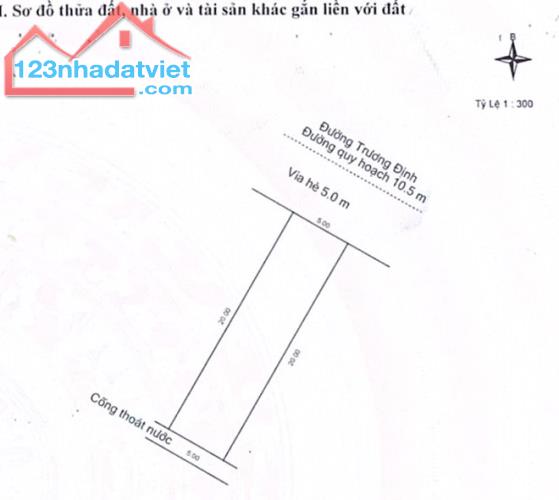 Bán đất mặt tiền Trương Đinh. Sạch Đẹp. Đối diện Trường học. DT: 100m2. Giá 8 tỷ TL