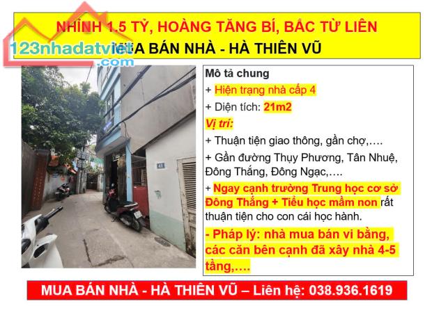 NHỈNH 1.5 TỶ, HOÀNG TĂNG BÍ, BẮC TỪ LIÊM, MUA BÁN NHÀ - HÀ THIÊN VŨ - 2