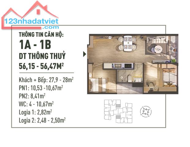 "HOT! Chỉ từ 894tr sở hữu ngay căn 2PN 56m2 The Fibonan. Hotline: 0968 968 605 - 1