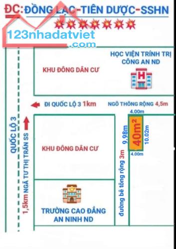 BÁN 40m2 ĐẤT LÔ GÓC NGÕ THÔNG TỨ PHÍA