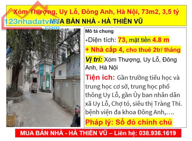 Xóm Thượng, Uy Lỗ, Đông Anh, Hà Nội, 73m2, 3,5 tỷ, MUA BÁN NHÀ - HÀ THIÊN VŨ - 4