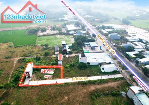 bán nhà 1 triệt 1 lâu long tâm bà rịa dt;1135m có 600m thổ cư