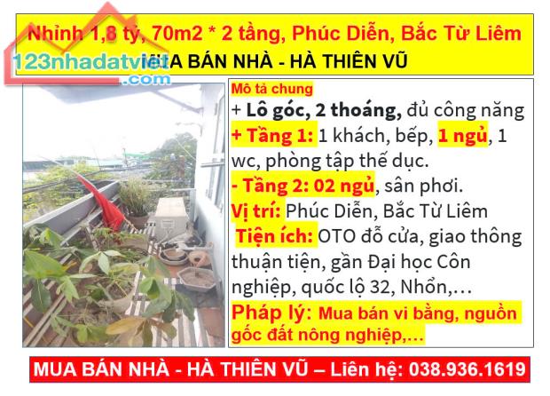 Nhỉnh 1,8 tỷ, 70m2 * 2 tầng, Phúc Diễn, Bắc Từ Liêm, MUA BÁN NHÀ - HÀ THIÊN VŨ - 4