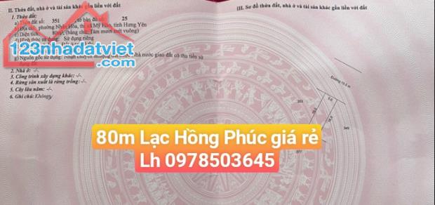 Hiếm bán lô đất 80m khu đô thị Lạc Hồng Phúc Mỹ Hào Hưng Yên