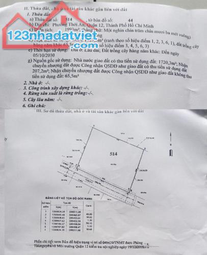 QUẬN 12, ĐẤT THỔ CƯ, THỚI AN 17A, TS 50x40m 1993m2, CHỈ 66 TỶ - 3