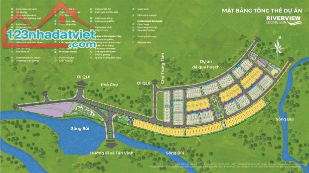 Bán đất Phố chợ Lương sơn Hòa bình dự án Riverview 20tr/m đã ra sổ đỏ