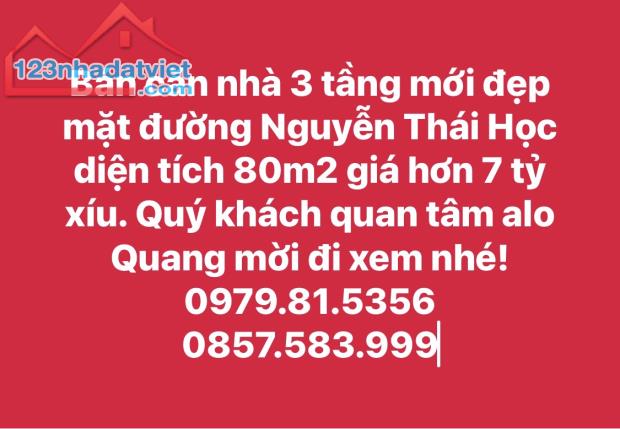 Bán căn nhà 3 tầng mới đẹp mặt đường Nguyễn Thái Học, tp. Vinh - Diện tích 80m2