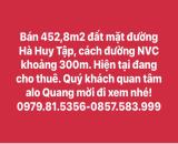 Bán 452,8m2 mặt đường Hà Huy Tập, tp. Vinh, vị trí cách đường Nguyễn Văn Cừ khoảng 300m