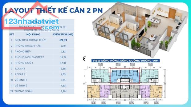 Chỉ từ 44tr/m2 sở hữu căn hộ 2PN-90m2 tại Khai Sơn City, Ưu đãi đến 375 triệu- Slot cuối c