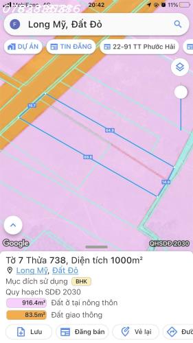 Cần bán 1000m2 sẵn 200tc đất đẹp Long Mỹ, QH đô thị biển, 16m mt nhựa, ra biển 3km, 5ty5