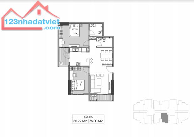 Bán căn hộ 77m2 tòa G4,G5 bc hướng TB le grand jardin sài đồng, long biên - 2