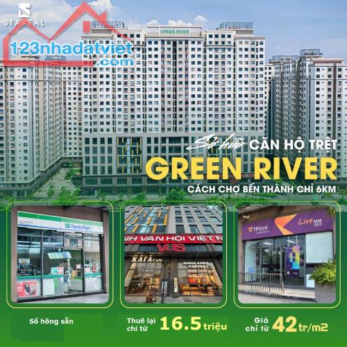 THUÊ TỪ 16.5 TRIỆU- BÁN 5,7 TỶ, CĂN HỘ + SHOP 151-183m2 GREEN RIVER Q8, CÓ SỔ HỒNG, VAY 80