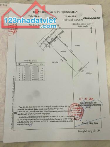 Bán đất hẻm 4M Lê Trọng Tấn quận Tân Phú DTCN 100m2-  5 x20 chỉ 5,2 tỷ Tl - 1