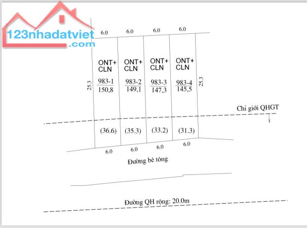 Bán đất thổ cư Suối Tiên Diên Khánh trục đường QH 20m