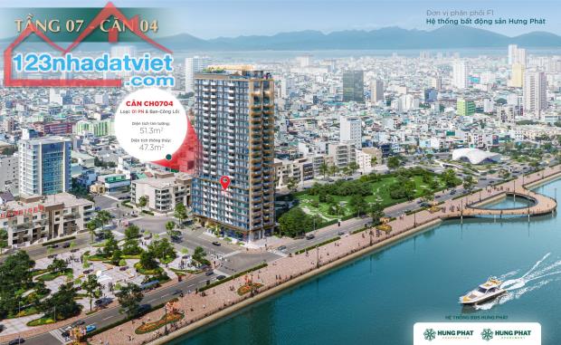 Căn hộ 1Br, diện tích 51.3m2 - View sông Hàn, Cầu Trần Thị Lý và bến du thuyền Đà Nẵng