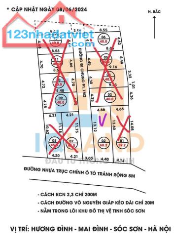 Mở bán lô góc 2 mặt tiền 60,2m2 đất kinh doanh mặt đường nhựa Hương Đình, Mai Đình - 2