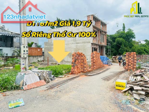 CHÍNH CHỦ GỞI BÁN LÔ ĐẤT 67M2 SỔ RIÊNG THỔ CƯ 100% ĐƯỜNG NHỰA 7M. KDC NGAY CHỢ HOÁ AN