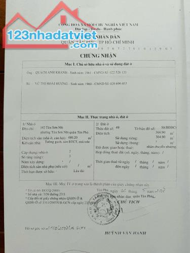 Bán nhà 12x25m MT 142 Tân Sơn Nhì, P. Tân Sơn Nhì, Q. Tân Phú, HCM. Giá 75 tỷ