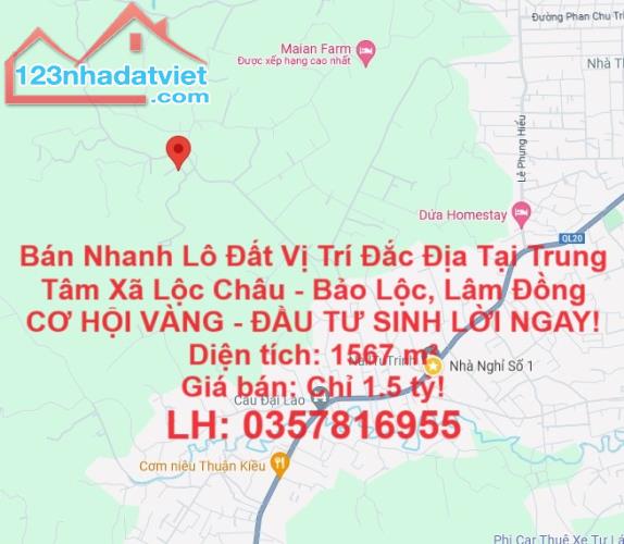 Bán Nhanh Lô Đất Vị Trí Đắc Địa Tại Trung Tâm Xã Lộc Châu - Bảo Lộc, Lâm Đồng