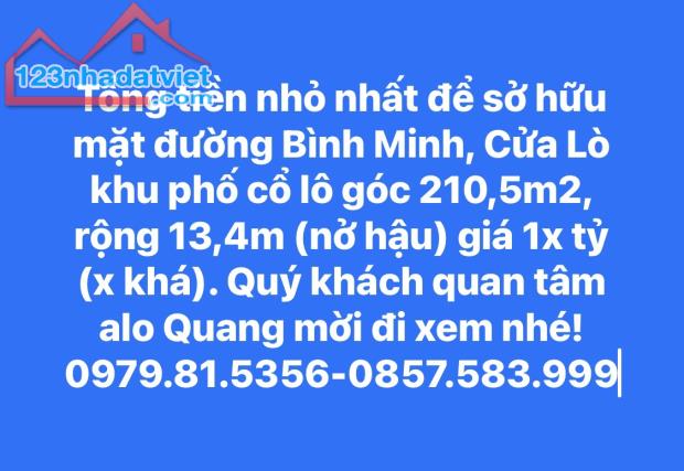 Tổng tiền nhỏ nhất để sở hữu lô đất mặt đường Bình Minh, Cửa Lò đã xuất hiện rồi quý vị ơi