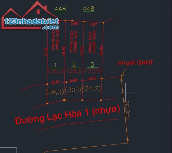 Bán Đất Mặt tiền Lạc Hoà 1, Diên hòa, diên khánh, Khánh hòa, QH rộng 20m