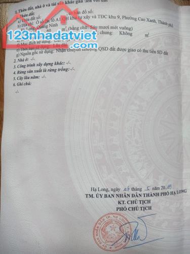 BÁN LÔ A1-26 KĐT CAO XANH,HÀ KHÁNH A. DT:60M2,MT:5M.H:TN !!! - 3