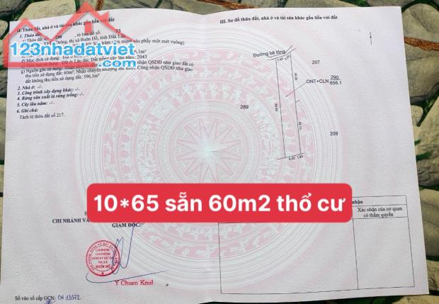 Bán Đất Thị Xã Buôn Hồ 656m2 có 60 thổ Giá 289TR - 4