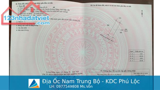 Đất nền Phú Lộc Huyện Krông Năng Đăk Lăk. Sổ đỏ riêng từng nền sang tên ngay. Giá ưu đãi