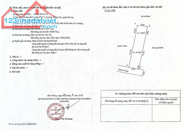 Bán lô đất 68m ngõ 216 Cát Linh Tràng Cát Hải An - 1