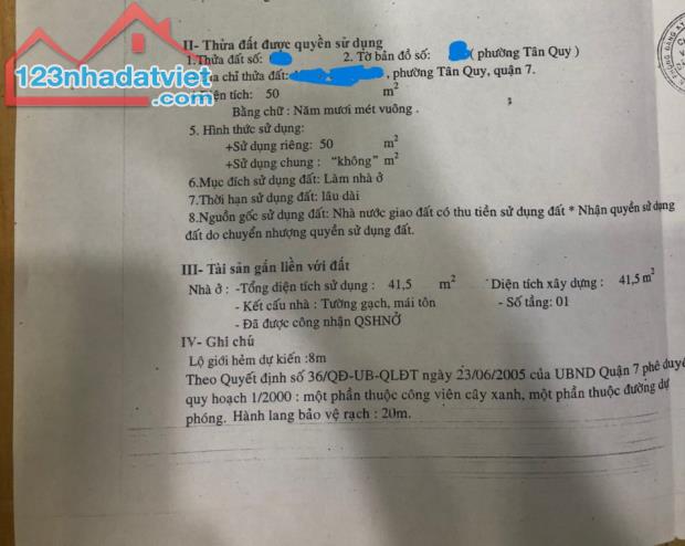 Bán nhà hẻm đường số 10, tân quy, quận 7. Dt: 5 x 10m. giá 4 tỷ 260 - 1