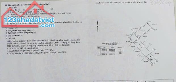 Bán đất 310/ Dương Quảng Hàm, P.5, Gò Vấp: 4 x 15, giá 5,4tỷ. - 3