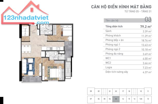 Căn 2N2WC, 80m2, căn đẹp-giá tốt nhất- Viha Complex, quà tặng (50+50)tr, chiết khấu 3.5% - 4