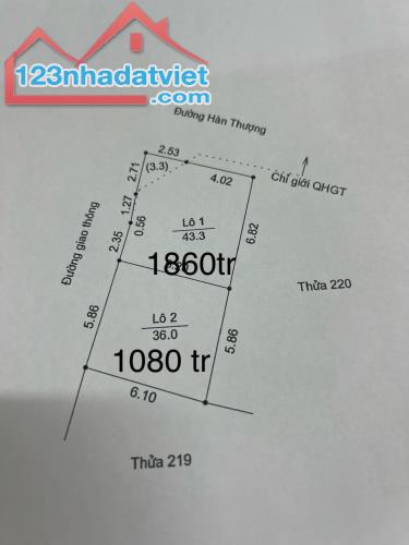 Bán 2 lô đất giá mềm mặt phố Hàn Thượng thành phố Hải Dương