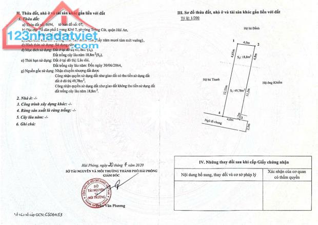 Bán gấp lô đất tại ngõ 216 Cát Linh, Tràng Cát dt 68,58m2 ngõ rộng 2,5m giá chỉ 1 Tỷ180tr.