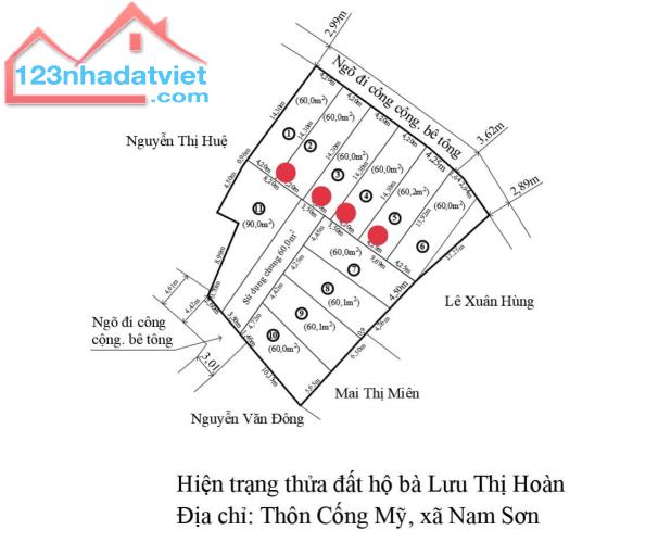 Bán đất Cống Mỹ - Nam Sơn – An Dương ngõ 3,5m giá chỉ 750 triệu – 60m2