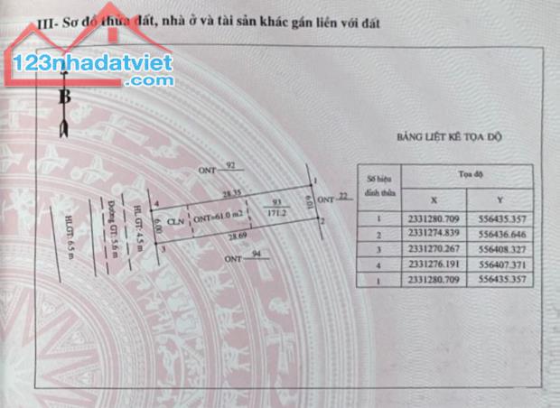 Bán đất Thanh Thủy, 171m2, mặt tiền 6m, đường btông 6m, tổng 17m hlang đường, 4xx triệu - 5