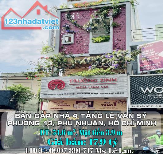 Chính Chủ Bán Gấp Nhà 4 Tầng Lê Văn Sỹ, Phường 13, Phú Nhuận, Hồ Chí Minh.