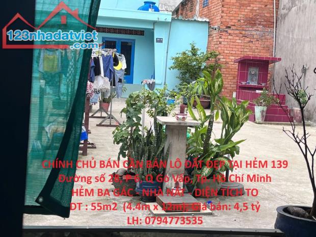 CHÍNH CHỦ BÁN CẦN BÁN LÔ ĐẤT ĐẸP TẠI HẺM 139 Đường số 28, P 6, Q Gò Vấp, Tp. Hồ Chí Minh