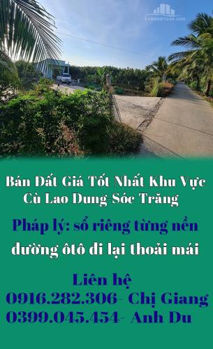 Chính Chủ Bán Đất Giá Tốt Nhất Khu Vực Cù Lao Dung-Sóc Trăng